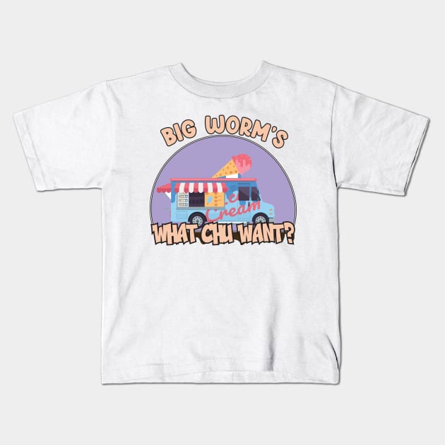 Big Worm's Ice Cream Kids T-Shirt by aidreamscapes